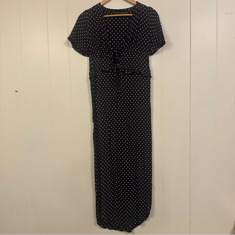Christy Dawn Loretta dress Midnight Dot Polka Dot Maxi Dress with Tie Front